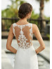 Ivory Lace Chiffon Illusion Back Chic Wedding Dress Ivory Lace Chiffon Illusion Back Chic Wedding Dress